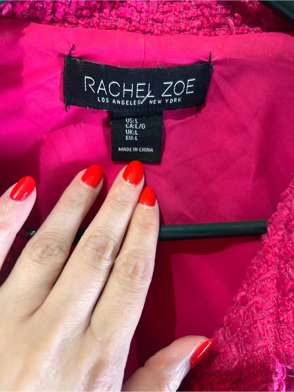 Rachel Zoe Hot Pink Tweed Cropped Blazer - Picture 2 of 3